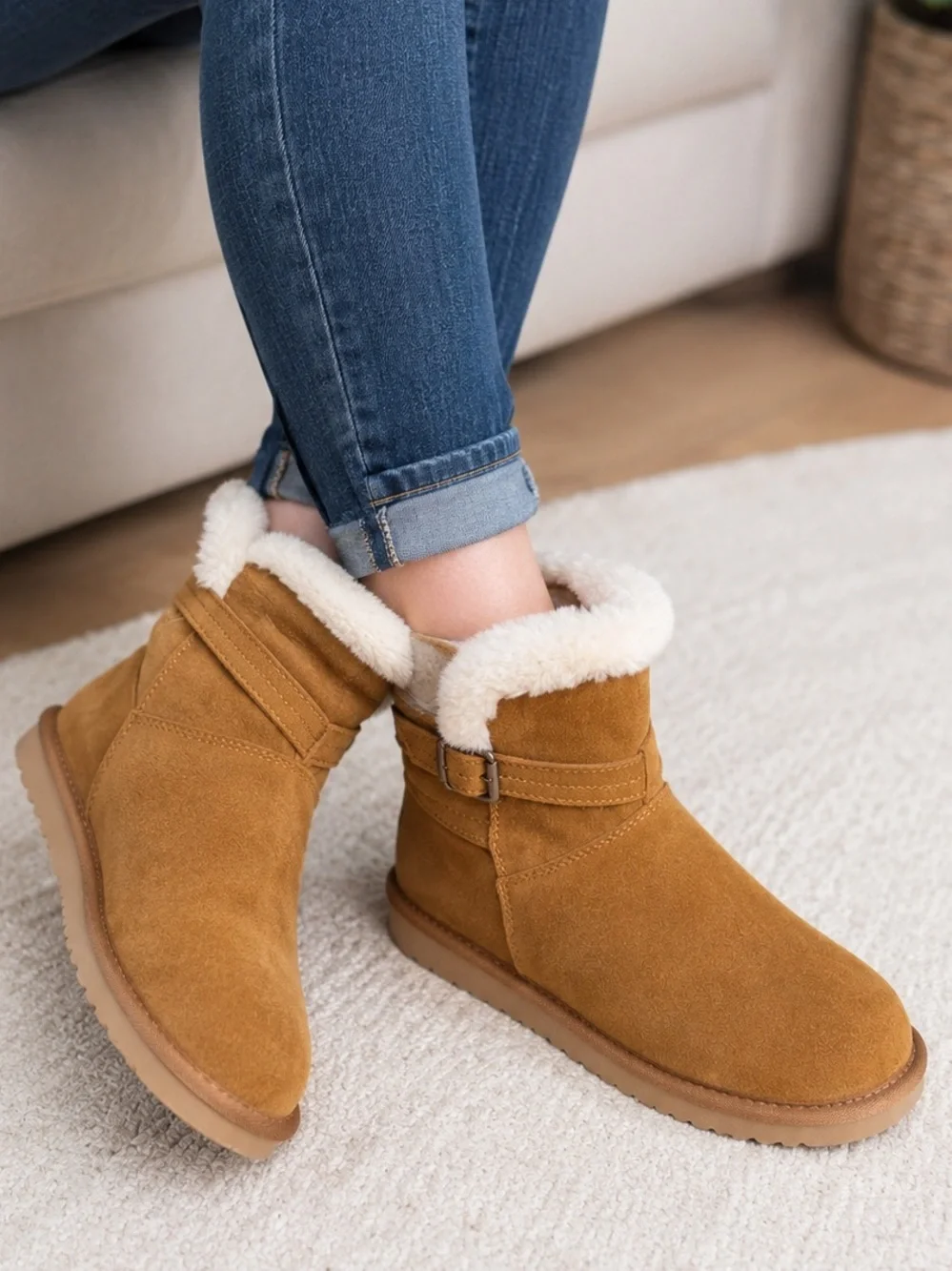 KOOLABURRA by UGG Women’s Camel Faux Fur Lined Ankle Boots Size 6
